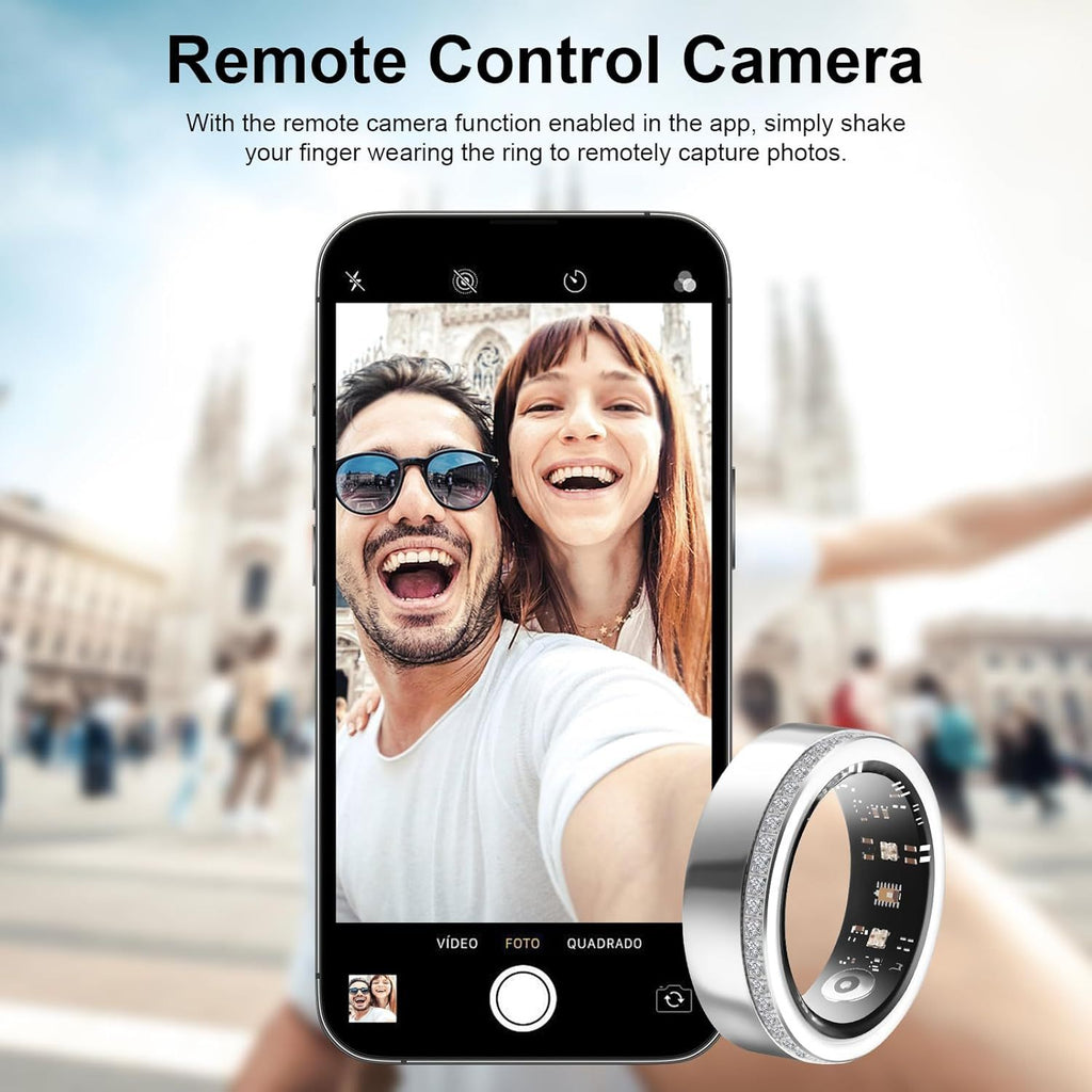 Luxury Diamond Silver Smart Ring for Women – Heart Rate & Tech Core